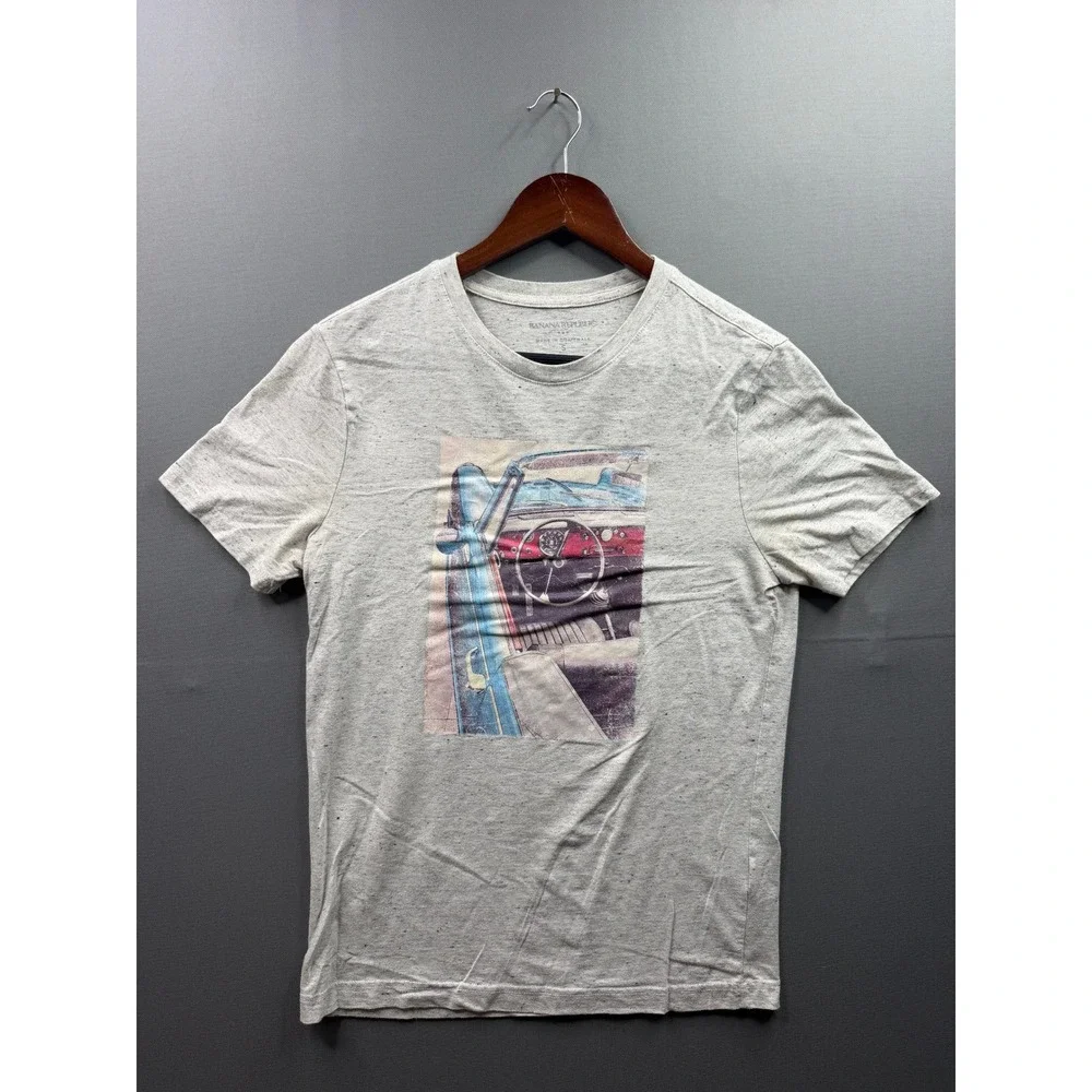 Banana Republic Graphic T-Shirt Mens Grey Vintage Car Interior Small